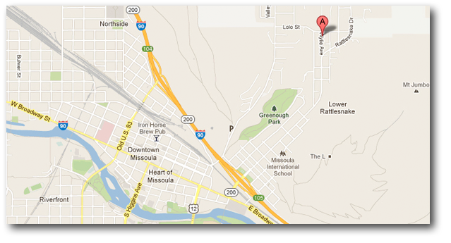 Google map and link to Terry Cyr Photography studio location at 2218 Wylie Ave in Missoula Montana 